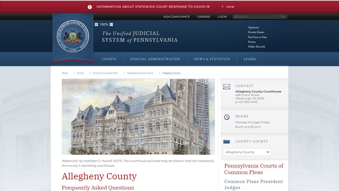 Allegheny County | Individual County Courts - Judiciary of Pennsylvania
